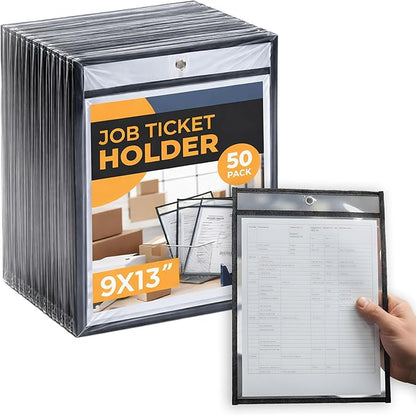 Pack of 50 Job Ticket Holders 10x14 Heavy Duty, 8.5 x 11 Letter Size, Hanging by Unknown