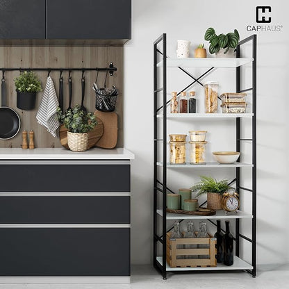 CAPHAUS 5 Tier Bookshelf, 24 Inch Width Free Standing Shelf, Bookcase Shelf - Image 4