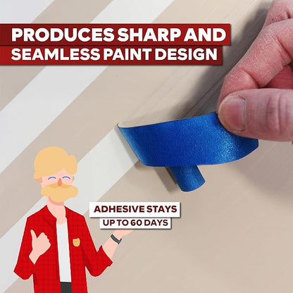 XFasten Blue Painters Tape 3/4 Inch Wide x 60 Yards 6-Pack, UV Residue-Free - Image 8