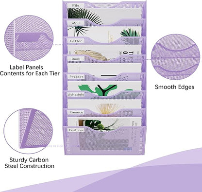 EasyPAG 8 Pocket Mesh Wall File Organizer, Hanging Paper Folder Holder - Image 3