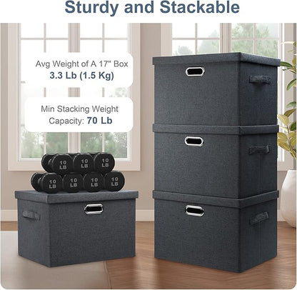 Graciadeco Large 17" 36 Quart Collapsible Stackable Storage Bins - Image 3