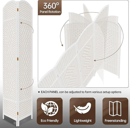 DURASPACE 6 Panel Room Divider, 6ft Tall Folding Privacy Screen, 360°Rotation - Image 3