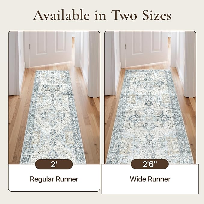 GENIMO Runner Rug 2'6"x7, Non Slip Vintage Hallway Runner Rugs, Low Pile - Image 3