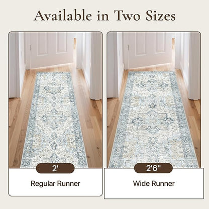 GENIMO Runner Rug 2'6"x7, Non Slip Vintage Hallway Runner Rugs, Low Pile - Image 3