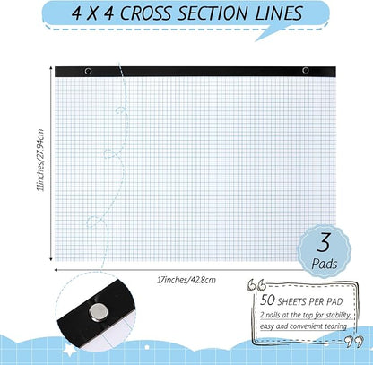 Fainne 3 Pcs Large Engineering Graph Paper Grid Graph Paper Pad Giant Drafting - Image 2
