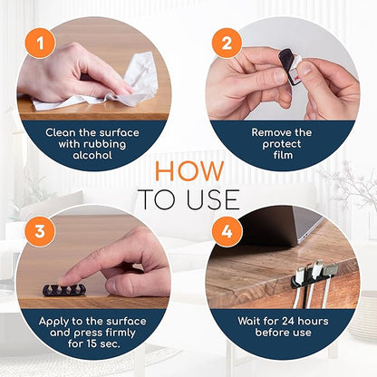 GLUIT Adhesive Desktop Cable Organizer 15 Slots Versatile Cord Holders Wire - Image 7