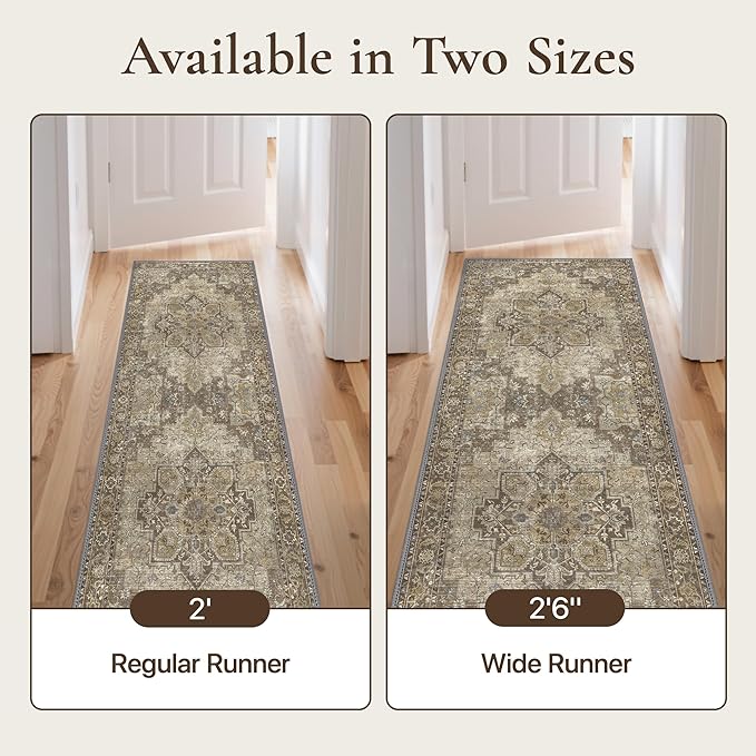 GENIMO 2'6''x7 Runner Rugs for Hallway, Machine Washable Non Slip Vintage Rugs - Image 3