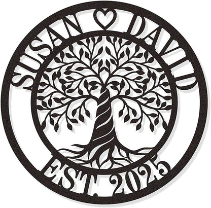 Personalized Tree of Life Metal Sign, Custom Family Name Metal Plaque, Monogram by HYTSIGN