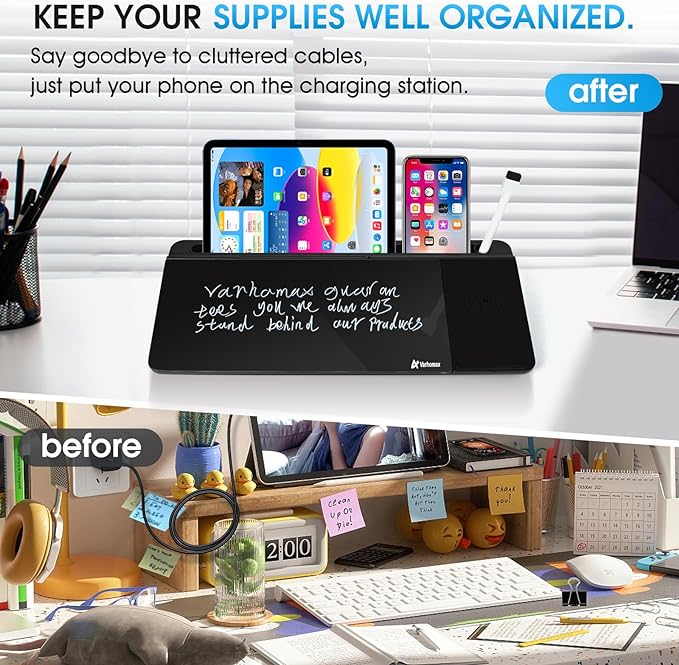 Varhomax Glass Desk Whiteboard Black - Image 4