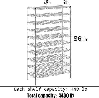 Regal Altair 21" Deep x 48" Wide x 86" Height Wire Shelving Kit | 10-Tier | NSF - Image 3