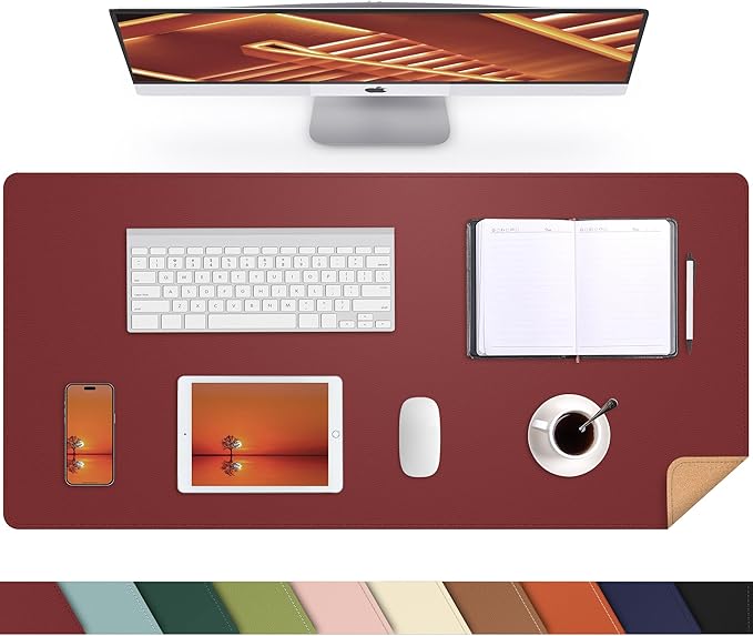 Desk Mat 35" x 17" Leather Desk Pad Protector by AFIING