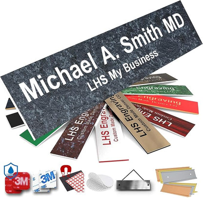 Engraved Door Signs for Office Personalized Mojave Plastic Door Plaque White by LHS+My+Business