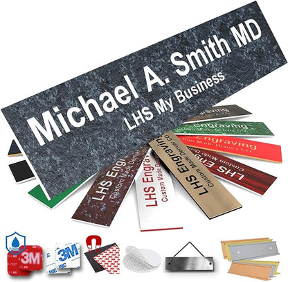 Engraved Door Signs for Office Personalized Mojave Plastic Door Plaque White by LHS+My+Business