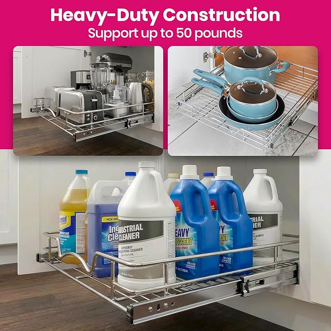 HOLDN’ STORAGE Pull Out Cabinet Organizer, Heavy Duty Caddy w/Lifetime Limited - Image 4