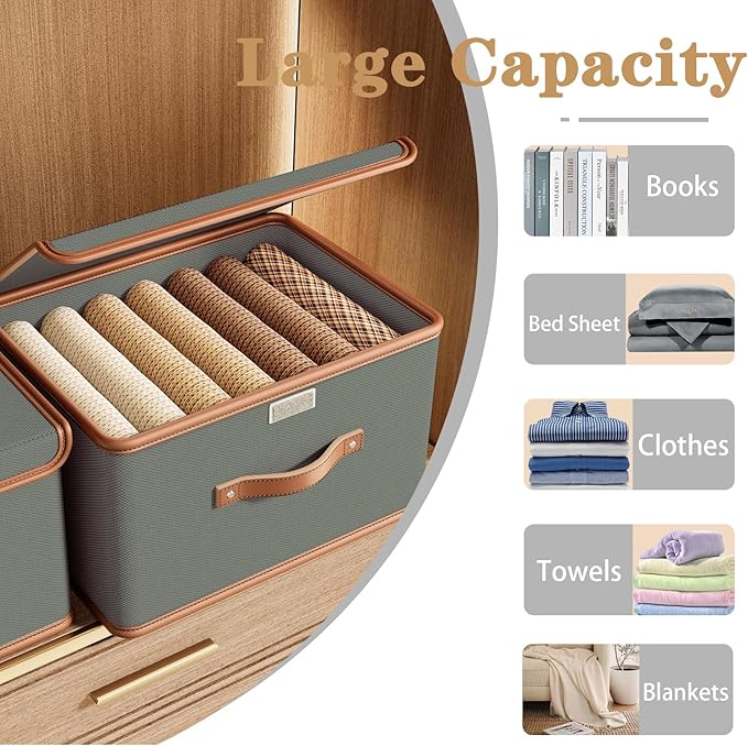 Tuza 2 Pack Storage Bins with Lids, Collapsible Closet Organizer Container - Image 7