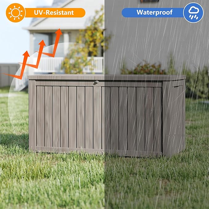Yardgrace 150 Gallon Outdoor Storage Box Waterproof, Resin Deck Boxes - Image 2
