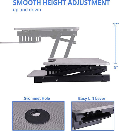 Rocelco 37.5" Deluxe Height Adjustable Standing Desk Converter - Image 2