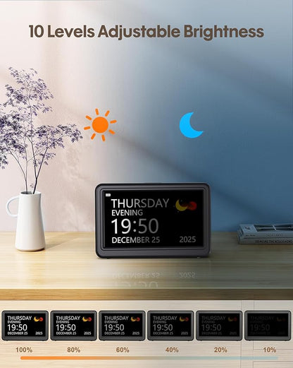 Clock with Day and Date for Elderly Battery Operated, Rechargeable Digital - Image 7