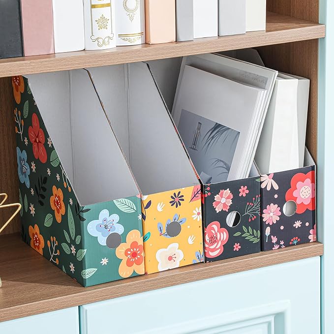 PerKoop 12 Pcs Magazine File Holder Foldable Decorative Cardboard File Folders - Image 6