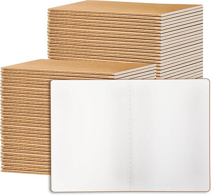 72 Pack Blank Kraft Notebooks, 8.3x5.5 Inches A5 Small Journals Bulk Blank by Welcometomiikoul
