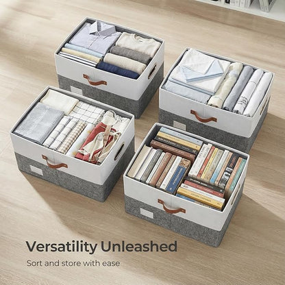 PRANDOM Storage Bins with Lids Linen Fabric Foldable Storage Boxes Organizer - Image 6