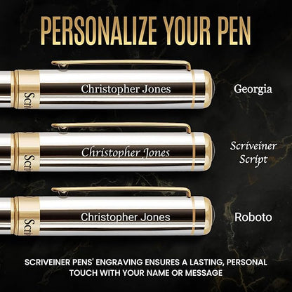 Scriveiner Personalized Silver Chrome Fountain Pen - Image 2