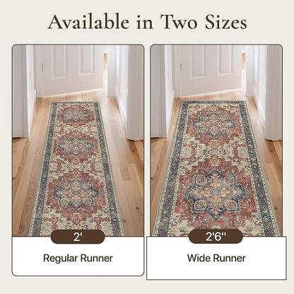 GENIMO 2'6''x8 Runner Rugs for Hallway, Machine Washable Non Slip Vintage Rugs - Image 3