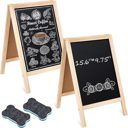 Henoyso 2 Pcs 16" x 10" Small Chalkboard Easel Tabletop Chalkboard Signs Menu by Henoyso