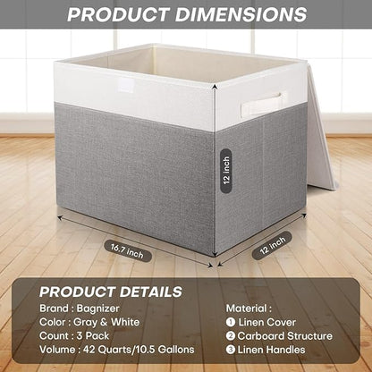 Bagnizer Large 17" 42 Quarts Collapsible Stackable Storage Bins - Image 2