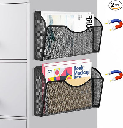 LQPAFZ Magnetic File Holder 2 Pockets File Folder Organizer, Office Hanging by LQPAFZ
