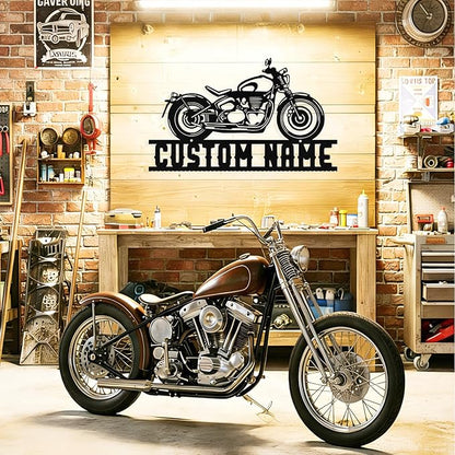 Custom Motorcycle Metal Sign Personalized Biker Name Sign Motorcycle Wall Art - Image 2