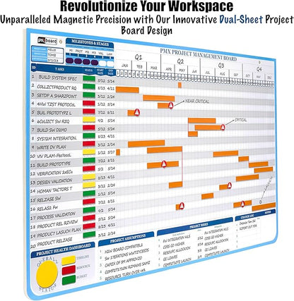 PMXBOARD Gantt Chart Project Whiteboard Kit | 668 Magnetic Pieces and Easel | - Image 9