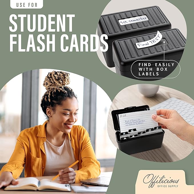 OFFILICIOUS Black Index Card Holder 4x6 - Image 7