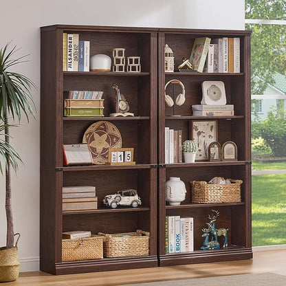 RWYHG 70" Walnut Tall Bookshelf, 5-Tier Thick Wooden Book Shelf - Image 9