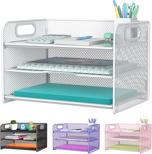 Samstar 3 Tier White Letter Tray Paper Organizer by Samstar