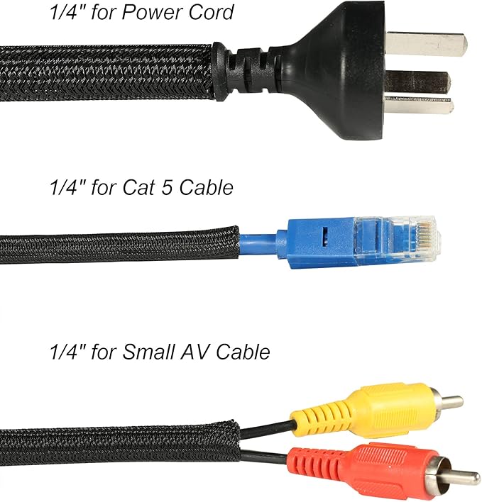 CrocSee 10ft - 1/4 inch Braided Cable Management Sleeve Cord Protector - - Image 3