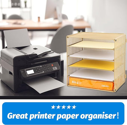 EASEPRES 5 Slot Mesh Desk Organizer Tray, File Paper Letter Folder Holder - Image 4