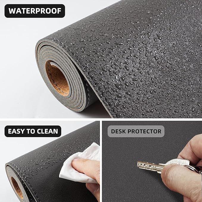 Desk Mat, 35.4" x 17" Leather Desk mat, Double-Sided Desk Pad, Desk matt - Image 4