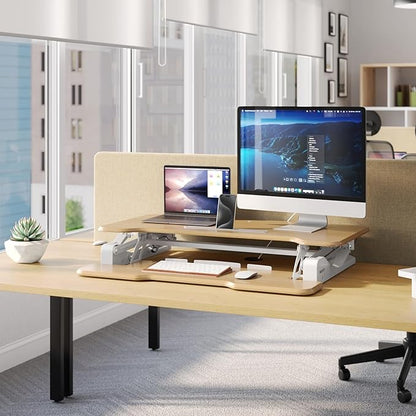 Mount-It! Height Adjustable Standing Desk Converter, 38” Wide, Desk Riser - Image 5