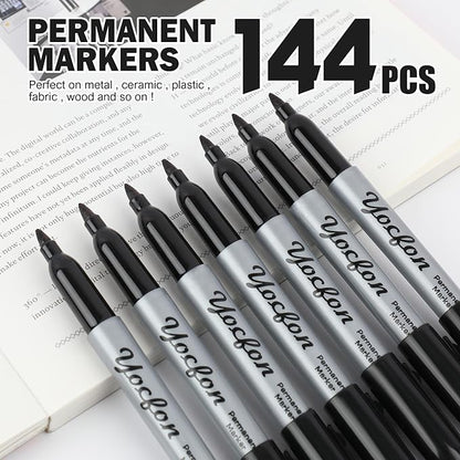 Yocfon Permanent Markers Bulk, Fine Tip, Waterproof Markers, Works On Plastic - Image 2