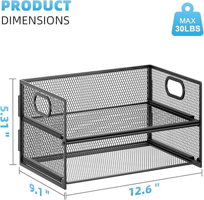Marbrasse 2 Tier Paper Organizer Letter Tray, Mesh File Organizer - Image 4