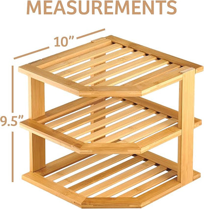 RoyalHouse Bamboo 3-Tier Corner Shelf Organizer - Image 3