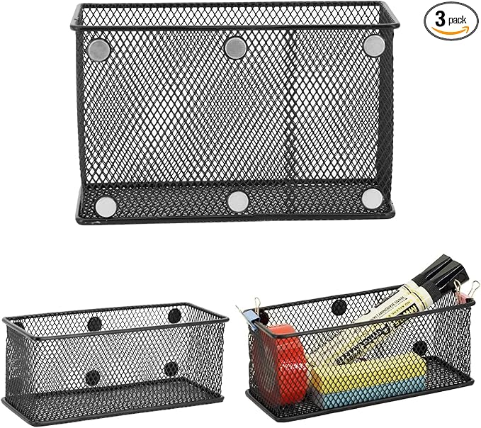 Neudeco Locker Shelf Organizer, Magnetic Pencil Holder, Metal Storage Basket by Neudeco