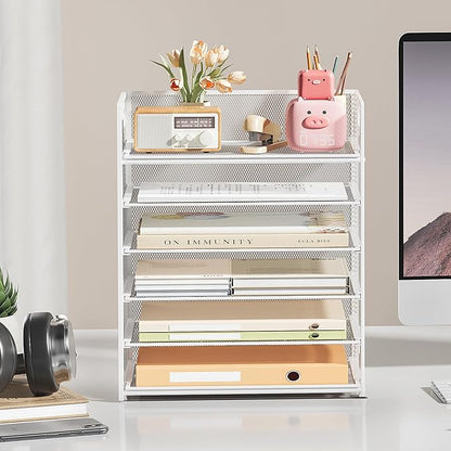 Subekyu 6-Tier Desk Paper Organizer, Desktop File Letter Tray - Image 3