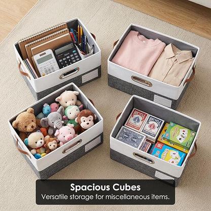 PRANDOM Storage Bins with Lids Linen Fabric Foldable Storage Boxes Organizer - Image 6