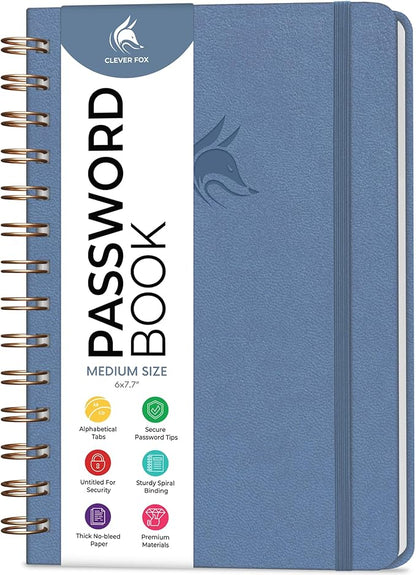 Clever Fox Password Book Spiral – Internet Address & Password Organizer by CleverFox
