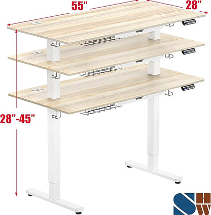 SHW 55 x 28 Inches Electric Height Adjustable Standing Desk - Image 3