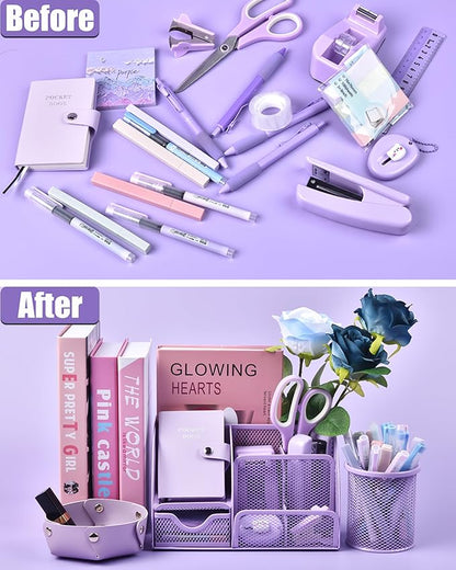 LXEVIHK 21Pcs Purple Desk Organizers and Accessories - Image 3