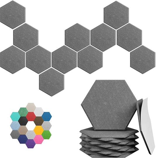 Hexagonal Acoustic Panels-12 Pack High-Density Sound Absorbing Panels by UNECHOACOUSTIC