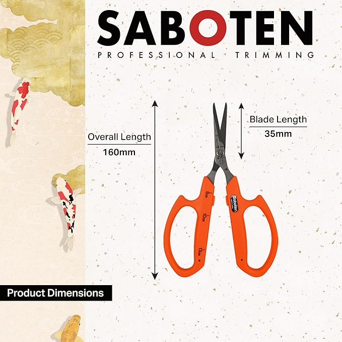 Saboten Stainless Steel Angled Blade Trimming Scissors Orange PT-13 160mm - Image 2